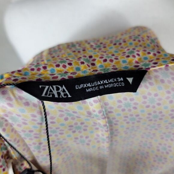 Zara Satin-Effect Blouse. Multi-Colored. XXL - Picture 9 of 12